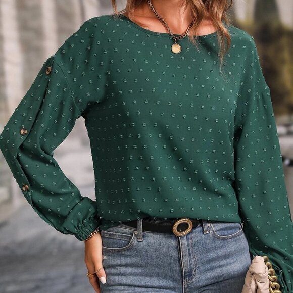 Green Womens Sleeve Blouse - Picture 4 of 4